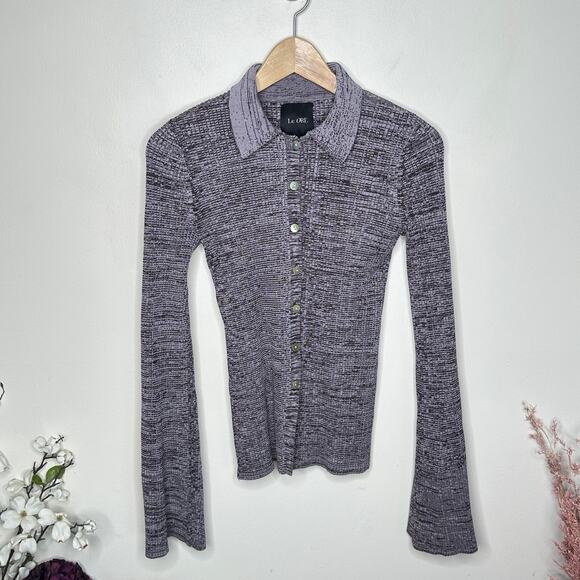 LE ORE Rimini Cardigan Sweater Chocolate Mink Marl Purple Sz S {3Q23} - Picture 4 of 7